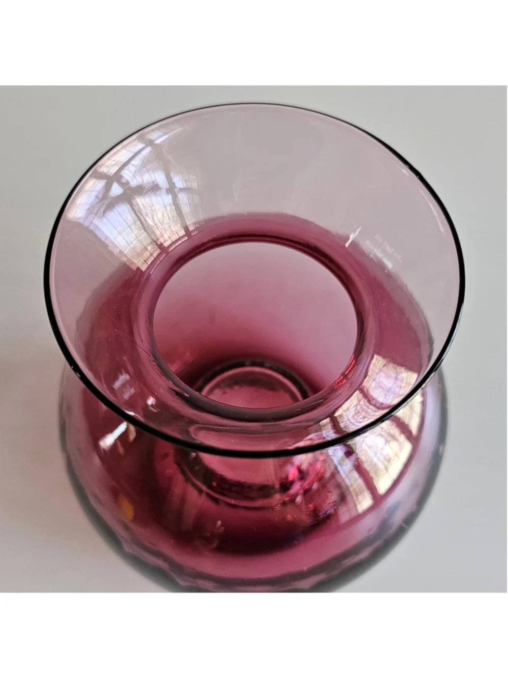 Vintage Pilgrim Glass Cranberry Optic Rose Bowl Vase - 5.5